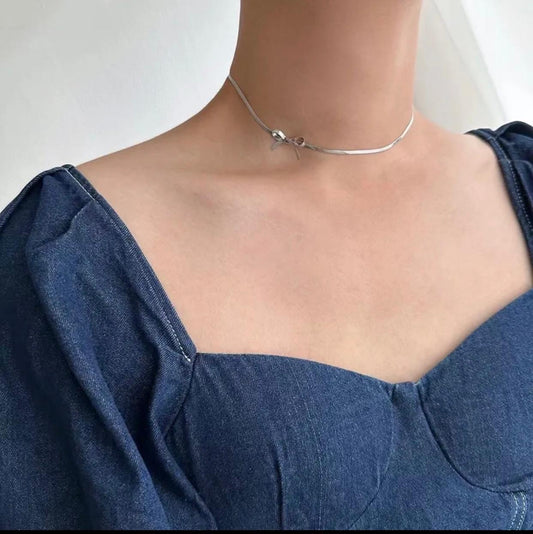 Collar choker plateado