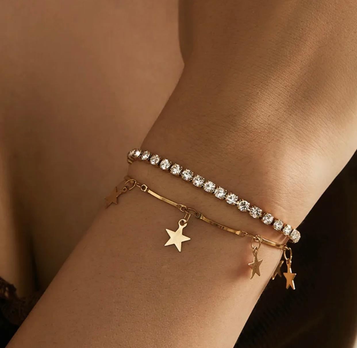 Pulsera doble estrellas y piedras